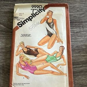 80's Swimsuit Simplicity 9920 Sewing Pattern One Piece V or Scoop Neck Halter